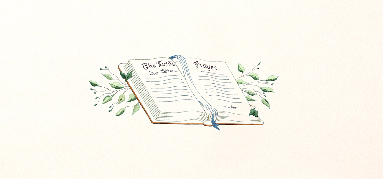 Bible Lords Prayer Rosetan Faux
